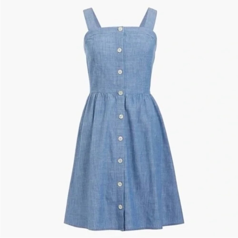 J. Crew Chambray Blue Button Front Sweetheart Dre… - image 3
